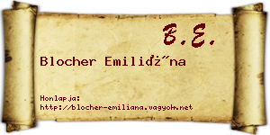 Blocher Emiliána névjegykártya
